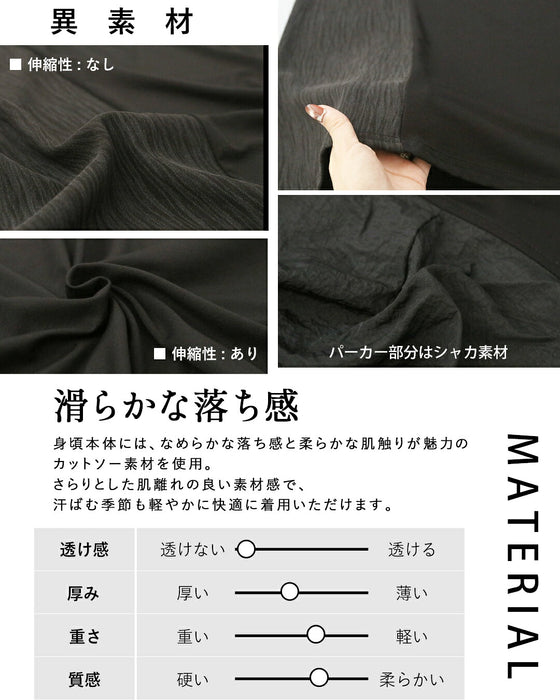 一枚で差がつく。 異素材パーカーワンピース