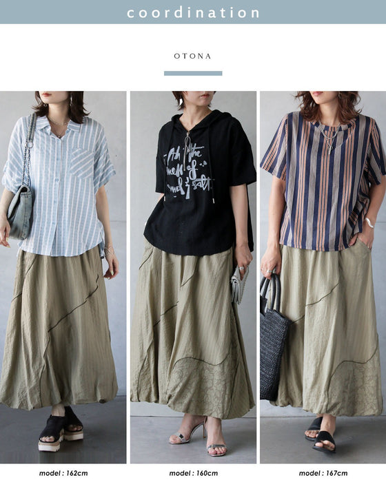 レース×ストライプの立体美。バルーンスカート