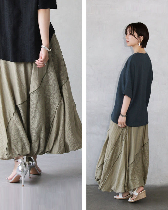 レース×ストライプの立体美。バルーンスカート