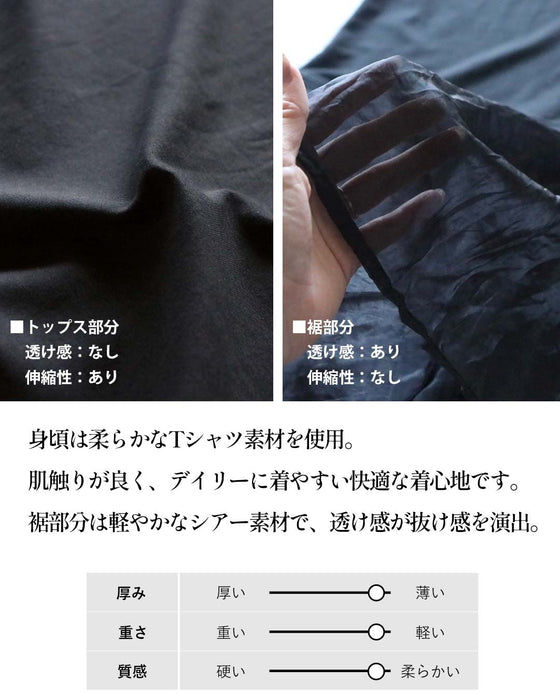 動くたび軽やかな印象に。一癖シアーの異素材デザインワンピース