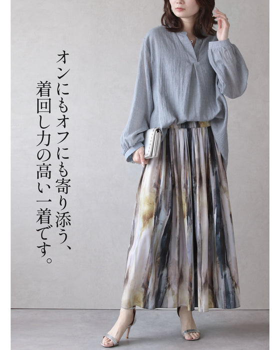 軽やかに、品よく。自然な抜け感 Vネックワッシャーブラウス
