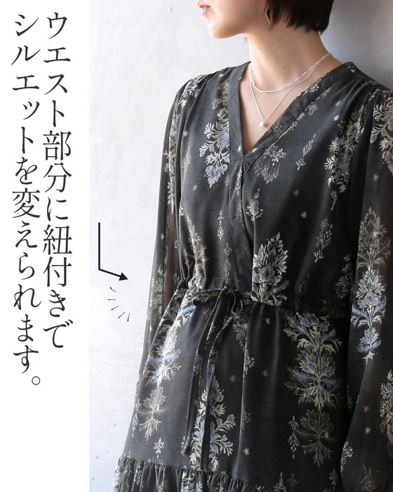 静かに華やぐダマスク 洗練シアーワンピース