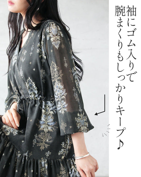 静かに華やぐダマスク 洗練シアーワンピース