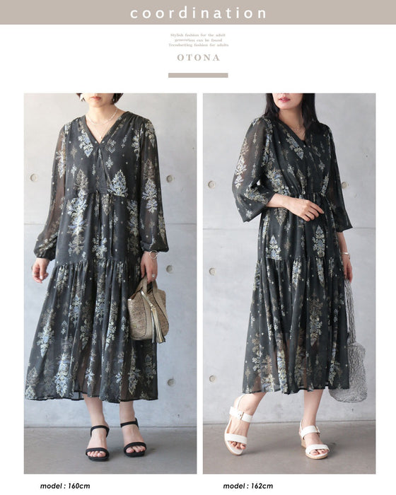 静かに華やぐダマスク 洗練シアーワンピース