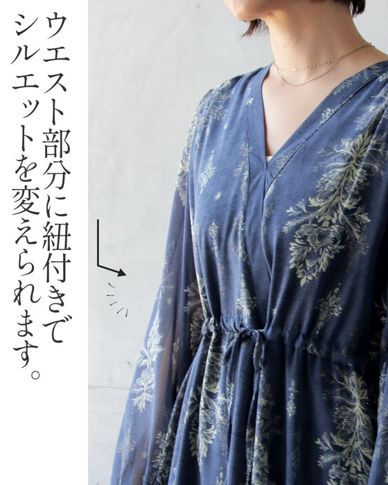 静かに華やぐダマスク 洗練シアーワンピース