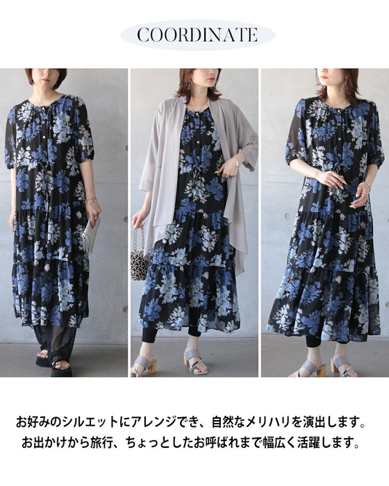 甘さ加減がちょうどいい。花柄ティアードシアーワンピース