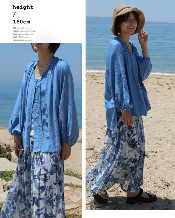 涼風を纏う。上品シアーギャザーブラウス