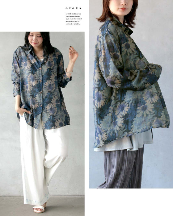 スモーキーな彩りを。軽やかに纏う、シアーフラワーシャツ