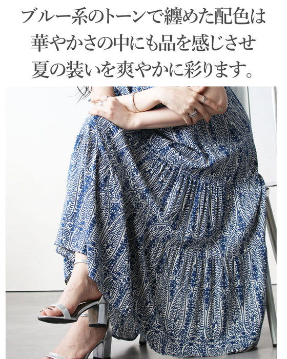 サラリと着られる、オリエンタル柄ワンピース