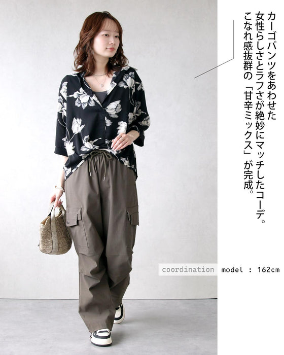 こなれ感は、計算済み！カシュクール風タックデザイン花柄シャツ