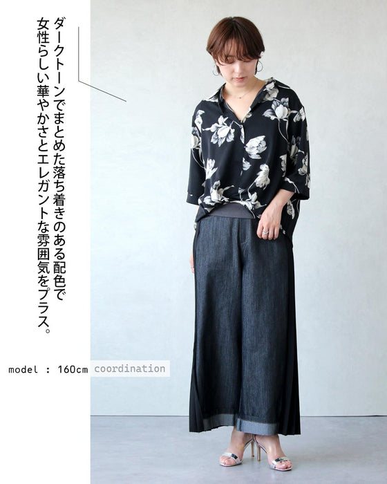 こなれ感は、計算済み！カシュクール風タックデザイン花柄シャツ