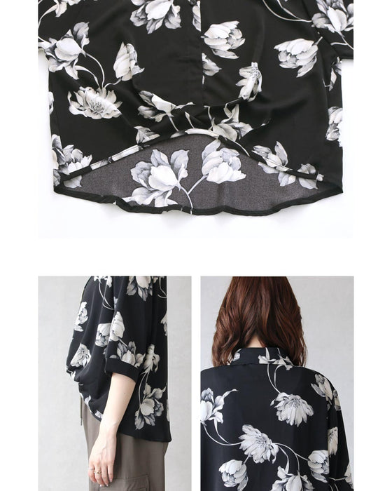 こなれ感は、計算済み！カシュクール風タックデザイン花柄シャツ