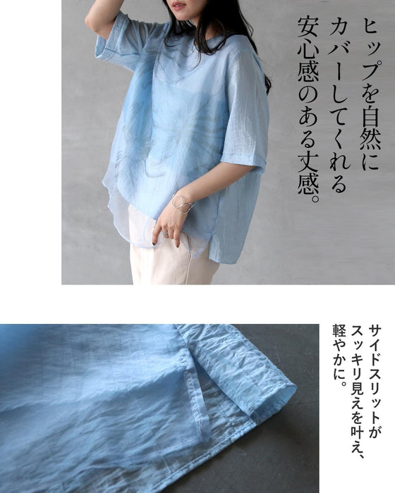 風をはらむ、水彩アート。2枚重ねシアートップス