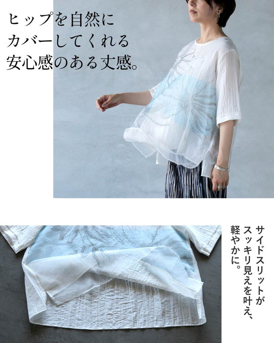 風をはらむ、水彩アート。2枚重ねシアートップス