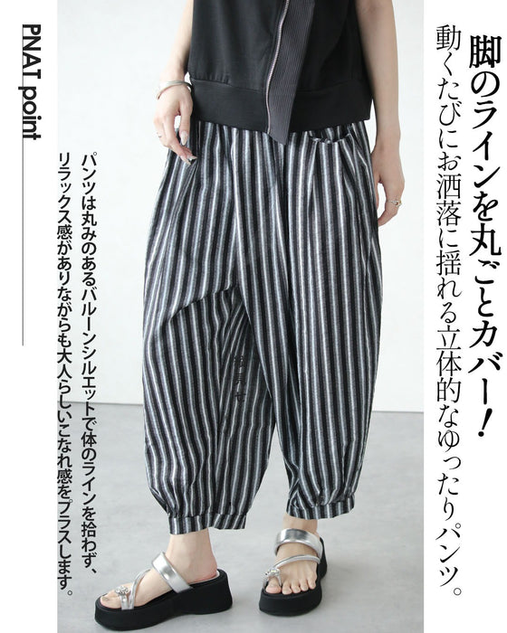 涼しさも、体型カバーも、お洒落も。大人の贅沢ストライプセットアップ