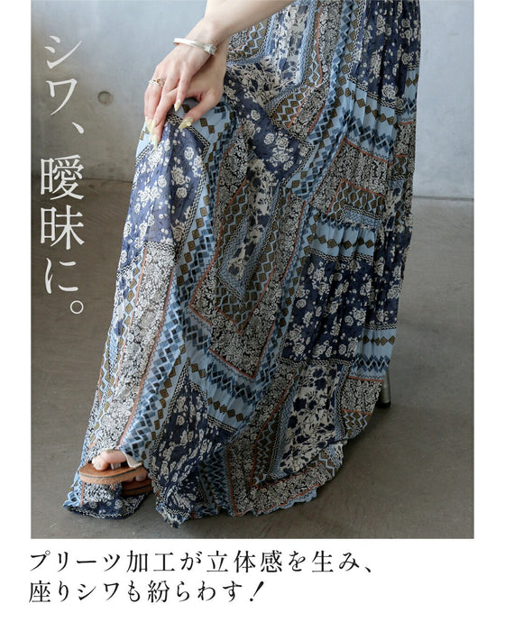 異国のムードを軽やかに。前後2WAYプリーツキャミワンピースセット