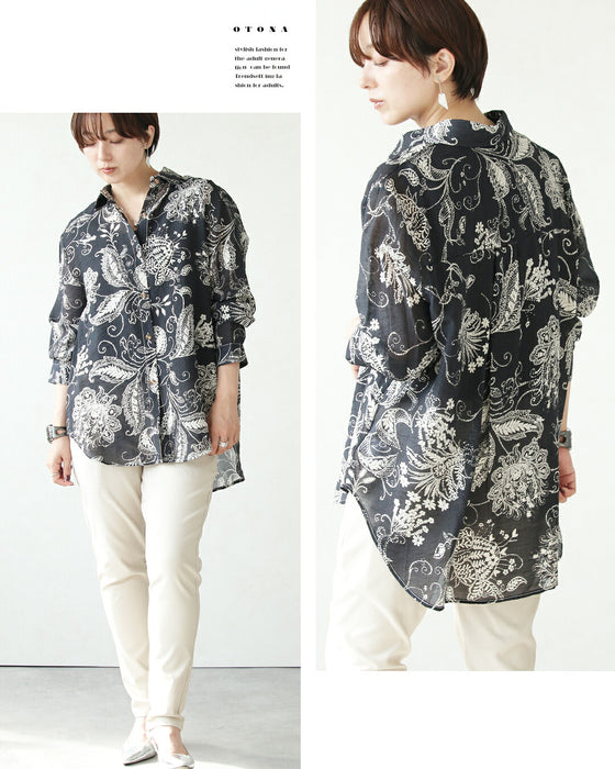ペイズリーを軽やかに。シアー柄シャツ