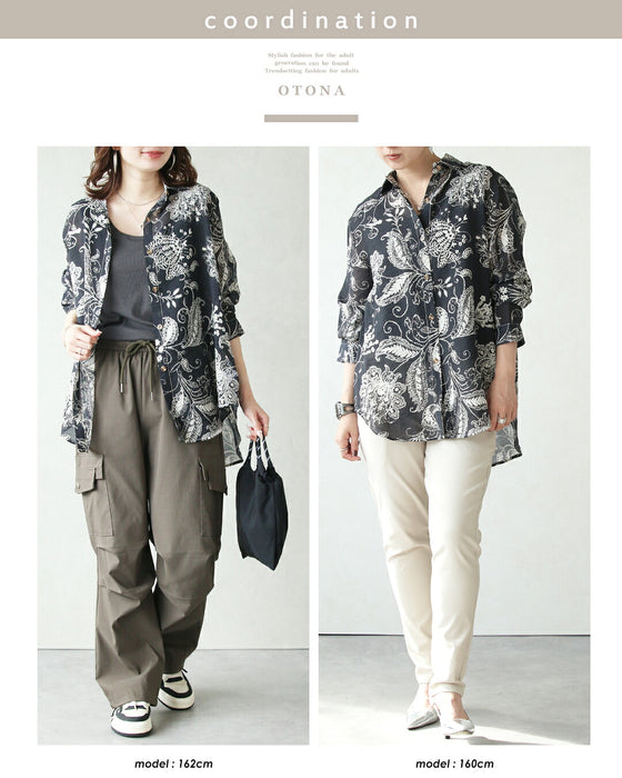 ペイズリーを軽やかに。シアー柄シャツ