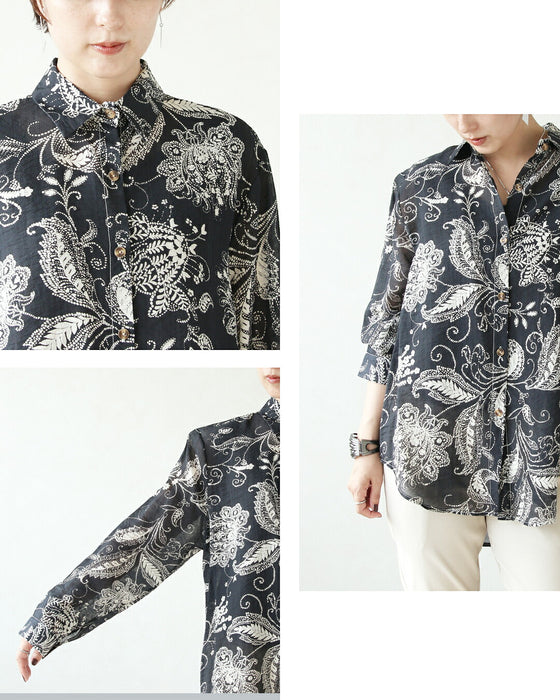 ペイズリーを軽やかに。シアー柄シャツ
