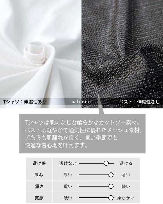 重ねるほど、こなれる。メッシュベストとロゴTシャツ2点セット