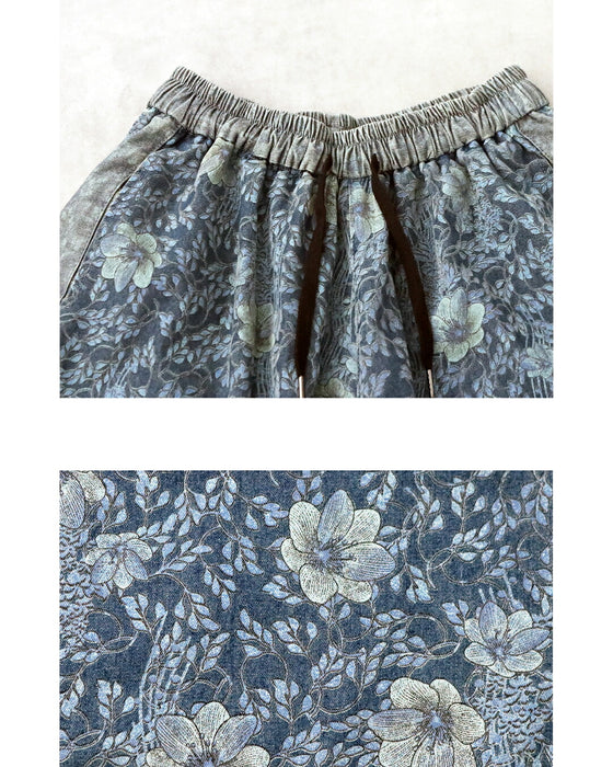 ヴィンテージ花柄を縏う。デニムパンツ