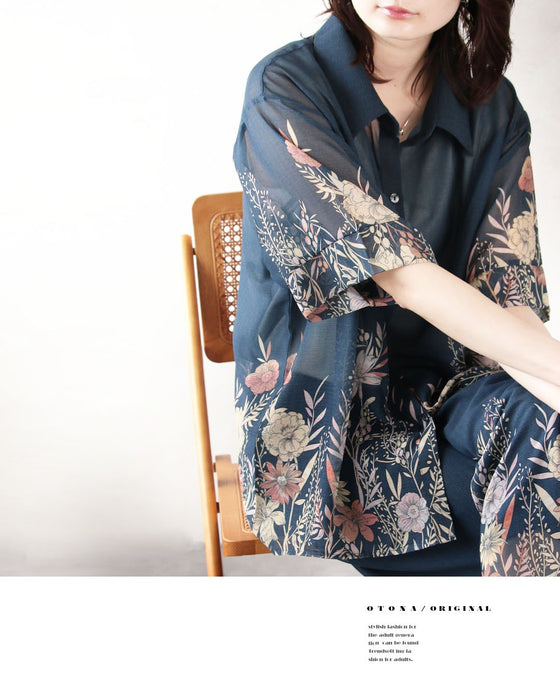花柄を、もっと洗練。オリジナルアート柄シアーシャツ