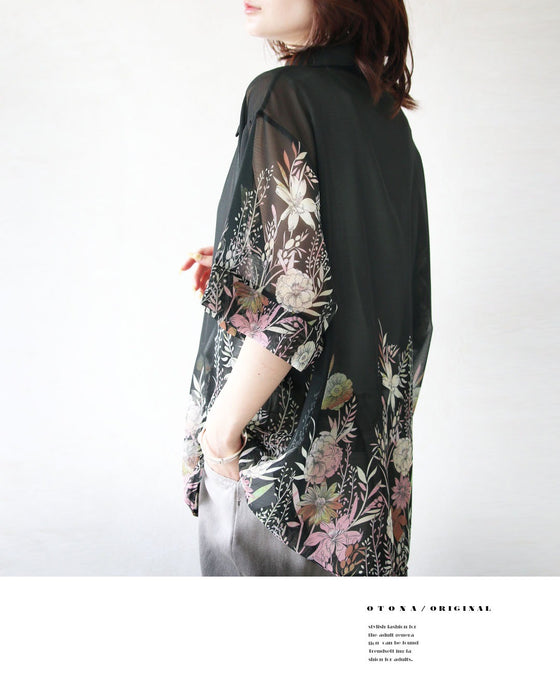 花柄を、もっと洗練。オリジナルアート柄シアーシャツ