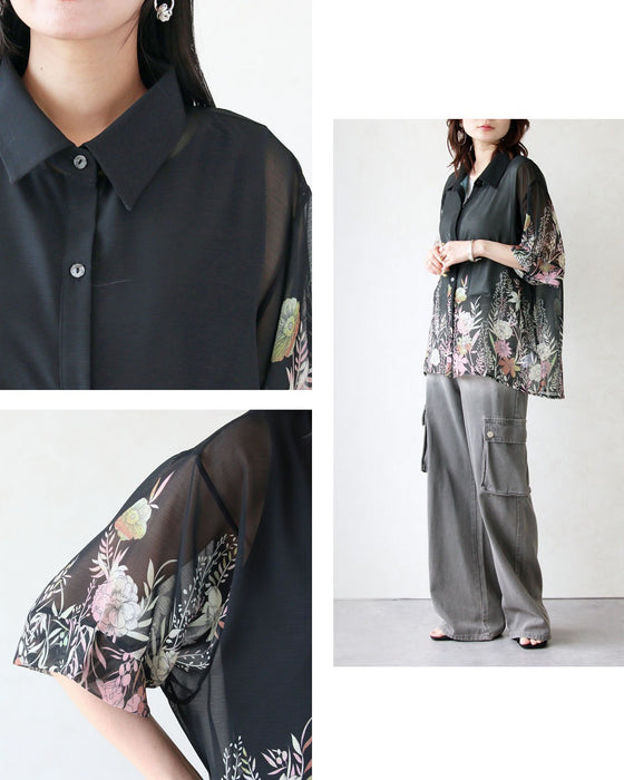 花柄を、もっと洗練。オリジナルアート柄シアーシャツ