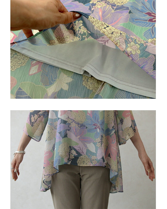 美を描く花模様 花柄シアーブラウス