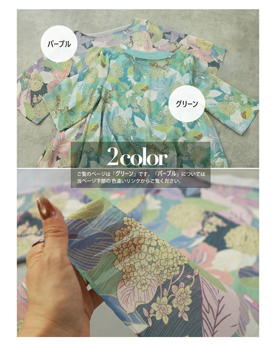 美を描く花模様 花柄シアーブラウス