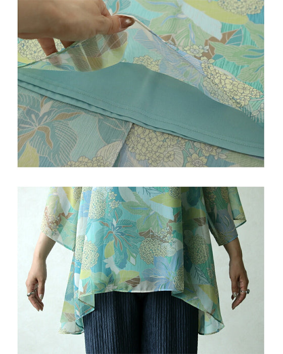 美を描く花模様 花柄シアーブラウス