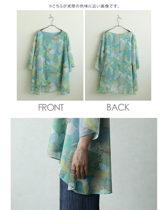 美を描く花模様 花柄シアーブラウス