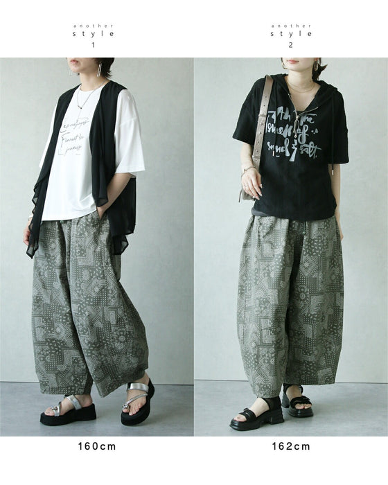 ヴィンテージペイズリー綿100％カーブパンツ