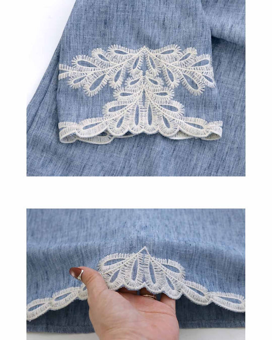 刺繍が映し出す。麻タッチトップス