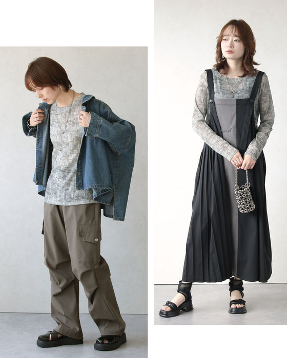 ほんのり透ける大人の華やぎ ストレッチシアートップス