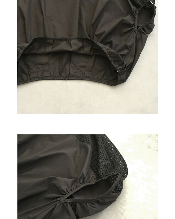 軽やかさを纏う。肩メッシュ切替の立体フォルムトップス