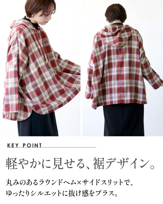 ゆるっと洒落る。大人チェック柄パーカートップス