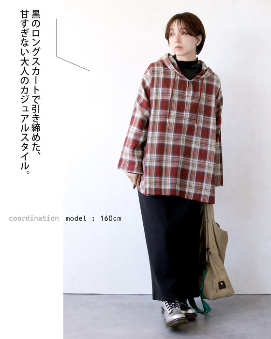 ゆるっと洒落る。大人チェック柄パーカートップス