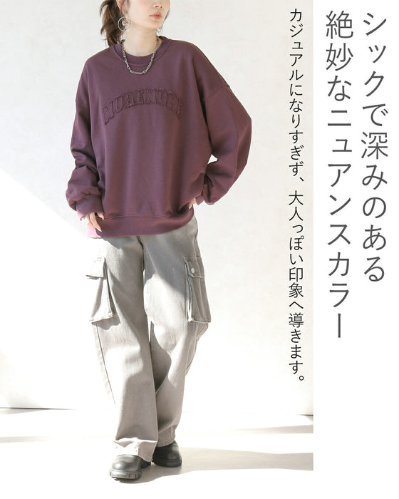 ぷっくり立体刺繍とダメージ加工で魅せる。大人の抜け感プルオーバー