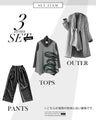 A cool and unique fashion coordination set with an art pattern deformed top