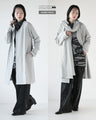 A cool and unique fashion coordination set with an art pattern deformed top