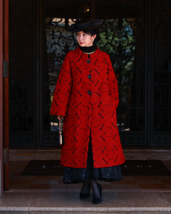 【予約商品】(M~L/2L~3L対応)ダマスク柄を見つめてコート