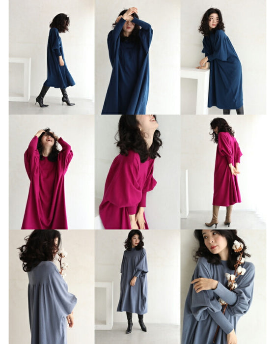 ゆったりポワン袖 ニットワンピース