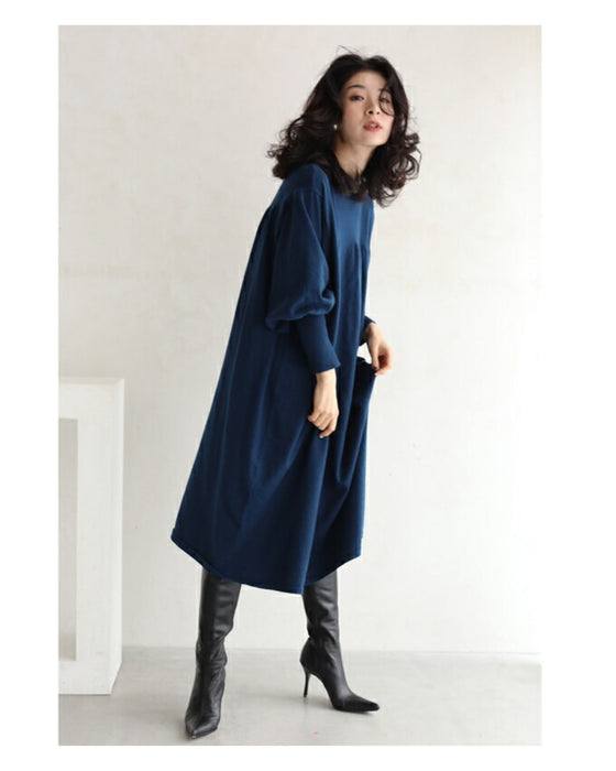 ゆったりポワン袖 ニットワンピース