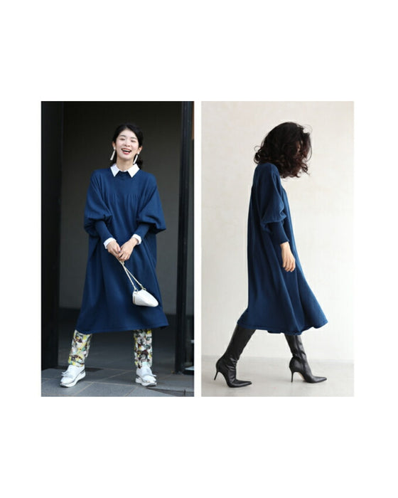 ゆったりポワン袖 ニットワンピース