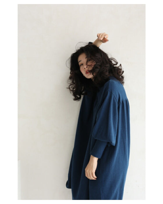 ゆったりポワン袖 ニットワンピース