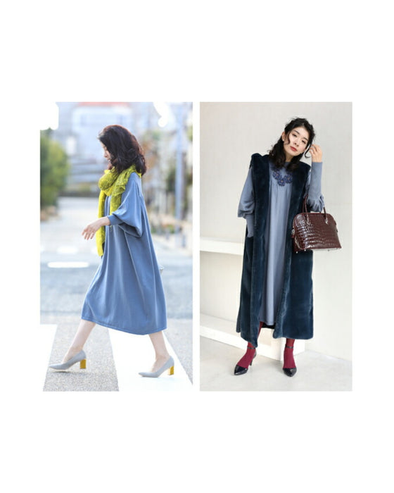 ゆったりポワン袖 ニットワンピース