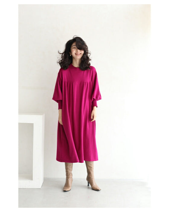 ゆったりポワン袖 ニットワンピース