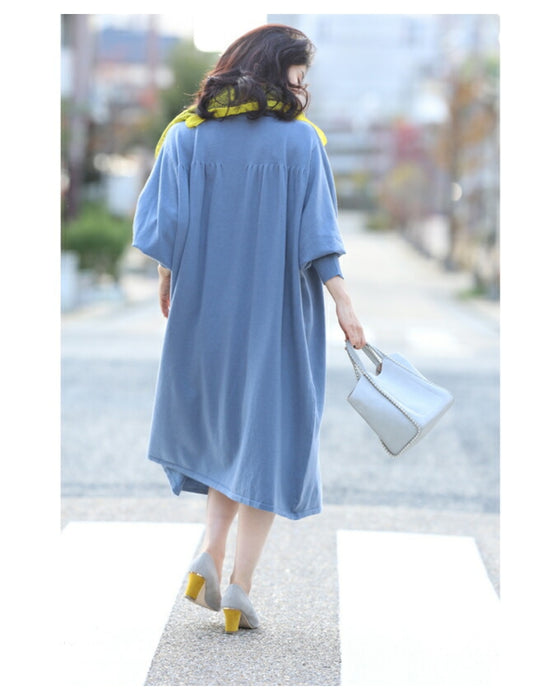 ゆったりポワン袖 ニットワンピース