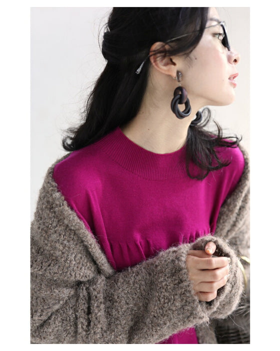 ゆったりポワン袖 ニットワンピース